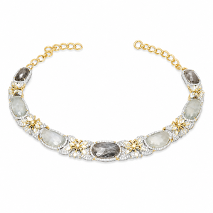 Attractive 925 <b>Silver</b> Gold Plated Grey Oval Gemstone Bracelet for Women Wedding Party Gift Jewelry Handmade Wholesale Gift Set - Product Image 5