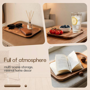 Unisex Modern Walnut Storage <b>Tray</b> for Kitchen Living Room & Desk Use Multifunctional Key Storage <b>Bedside</b> Decorative Wooden <b>Tray</b> - Product Image 3