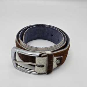 Ceinture en cuir de vachette riveté, boucle rectangulaire en alliage vintage, design réversible, largeur 3,5 cm, longueur 120 cm - Product Image 3