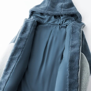 Custom Cotton Sherpa <b>Fleece</b> Hoodie <b>Jacket</b> Unisex Zip Winter Warm <b>Thick</b> Polar Sweatshirt Oversized Breathable Outdoor Streetwear - Product Image 3