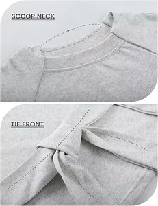Sudadera de Mujer de Color Sólido con Cuello Redondo, Manga Larga, Tejido de Algodón, Diseño Asimétrico con Lazo, Estampada, Informal, Transpirable para Invierno - Product Image 3