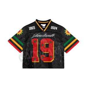 T-shirt ample à col en V pour homme, impression de logo personnalisée, maillot de foot en jersey mesh, uniforme de foot, t-shirts pour homme - Product Image 1