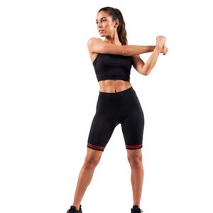 Conjunto Deportivo de Dos Piezas Negro para Mujer – Top Corto sin Mangas y Pantalones Cortos de Cintura Alta - Product Image 3