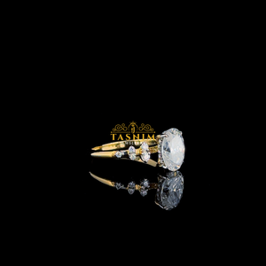 Anillo de Compromiso Tasnim para Mujer, Chapado en Oro de 18K, con Moissanita VVS, Corte Pera, Engaste de Garras, Estilo Clásico, Banda de Diamantes - Product Image 3