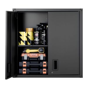 Adjustable <b>Shelf</b> Steel Floating Hanging Storage Cabinet 30W X 12.2D X 30H Inch <b>Metal</b> Wall Cabinet Locking Doors for Tool - Product Image 5
