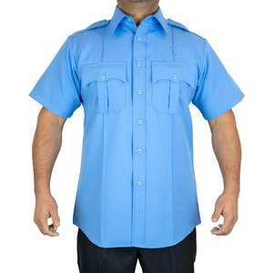 Camisa de trabajo de manga corta para hombre, de poliéster y algodón, para guardia de seguridad, con epaulettes en los hombros. - Product Image 1