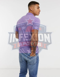 <b>Men's</b> Solid <b>Purple</b> Short Sleeve <b>Polo</b> <b>Shirt</b> Cotton Pique Knitted Casual Breathable Regular Fit - Product Image 4