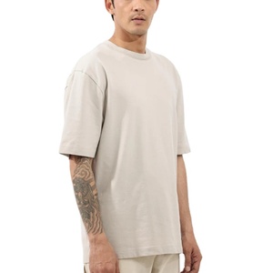 T-shirt à col rond et épaules tombantes pour hommes, 100% coton, grande taille, blanc, épais, uni, pour l'exportation, BD - Product Image 6