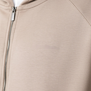 Mens Beige Full <b>Zip</b> <b>Hooded</b> Sweatshirt and Shorts Set Casual Athletic Sportswear Training Workout Summer Tracksuit Outfit - Product Image 2