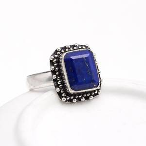 Lapis Lazuli Octagon <b>Ring</b> <b>925</b> Sterling <b>Silver</b> Filigree Vintage Art Deco IGI Certified Gemstone <b>Ring</b> Handmade Women Jewelry - Product Image 3