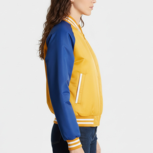 Hot Selling Custom Made Hip Hop Style Quilted Zip <b>Varsity</b> <b>Jacket</b> Sheep Skin Dyed Custom Embroidery Logo Windproof Cotton Filled - Product Image 6