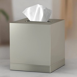 Elegant Brushed Pewter Metal Square Tissue <b>Box</b> Cover For Modern Bathroom <b>Vanity</b> Premium Oneita Metal Facial Tissue Holder - Product Image 6