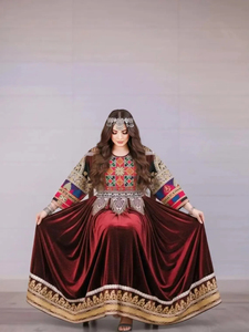Robe afghane artisanale pour femme, design tendance, multicolore, avec dentelle et boutons, taille naturelle, lavable, pour fêtes, style Kuchi - Product Image 3