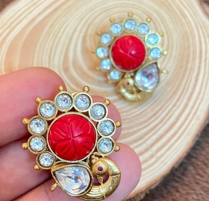 Attractive Premium Quality Brass Gold Plated Kundan <b>Earrings</b> Stylish Trendy Look for Women And Girls Wedding Collection - Product Image 3