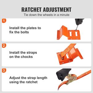Kit di Ancoraggio per Ruote Resistenti 2'' X 96'' per Rimorchi ATV UTV da 10''-23'' con Sistema di Fissaggio a Cricchetto - Product Image 5
