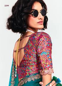 Dernière collection de saris en soie tissée de fournisseur indien, broderie, sequins, travail au fil pour mariages et festivals, prix de gros pour l'été - Product Image 2