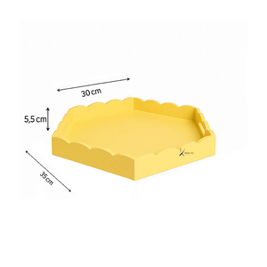 Hexagonal Wooden <b>Decorative</b> <b>Tray</b> with Scalloped Edges Modern Display <b>Tray</b> for Home Decor - Product Image 1