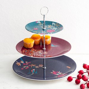 Premium Quality Enamel Decorative Round 3 Tier Metal Cake Stand Dessert Server Floral Display Plate China Home <b>Party</b> Hotel <b>Table</b> - Product Image 3