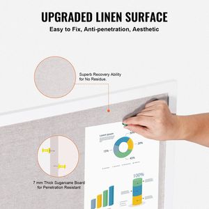 Elegante Bacheca in Sughero Bianco 48x36 Pollici con Superficie in Lino, Funzionale e Stilosa, da Parete per Casa, Scuola o Ufficio - Product Image 3