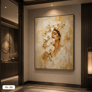 Peinture abstraite de fleurs en soie HALO F6-E4, Art mural exquis, Décoration de luxe pour la maison, Fabrication OEM ODM, Vente en gros Vietnam - Product Image 2