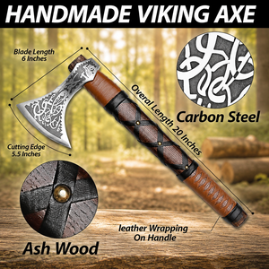 Hacha Tomahawk Forjada a Mano con Mango Envolvente de Madera de Palisandro y Hoja de Acero Forjado, 18 Pulgadas de Longitud Total, Ideal para Cumpleaños y Festividades - Product Image 2