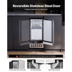 Macchina per il Ghiaccio da Incasso in Acciaio Inox da 80 Libbre/Giorno con Porta Reversibile per Uso Ristorante - Product Image 3