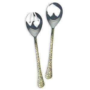 Juego de servicio de ensaladas con mango de latón y plata, conjunto de servicio de comida, de acero inoxidable, venta al por mayor - Product Image 2