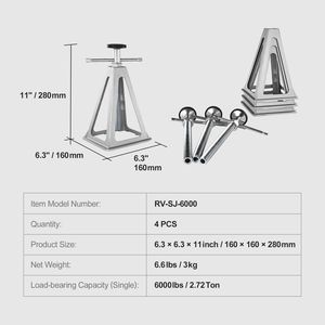 Set di 4 Stabilizzatori in Alluminio per Camper, Accessori Esterni per Livellare Roulotte e Camper, Supporto a Vite Singola - Product Image 6