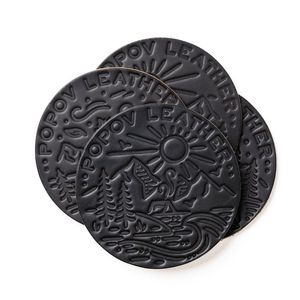 Luxurious Faux Leather Coasters Embossed Pattern Decorative Durable <b>Table</b> <b>Protectors</b> With Holder For Hotels Bars Cafes Tableware - Product Image 3