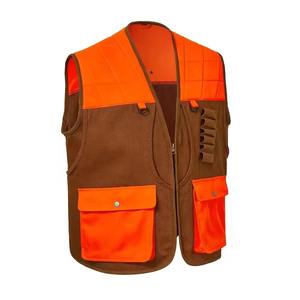 Gilet de sécurité à rayures haute visibilité pour homme, orange et marron, polyester/coton, bandes réfléchissantes, plusieurs poches, fermeture éclair - Product Image 1