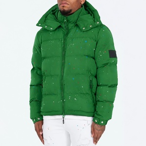Blouson matelassé vert à capuche pour homme, fermeture éclair frontale, décontracté, hiver, écologique, coque en PU, garniture en fourrure, rembourrage en polyester, coupe classique - Product Image 2