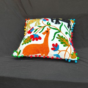 Embroidered <b>Cushion</b> <b>Cover</b>: Faux Dupioni Floral Pillow <b>Cover</b> - Product Image 4
