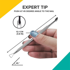 Pousse-cuticules professionnel en acier inoxydable pour manucure et pédicure, double extrémité, nettoyeur d'ongles - Product Image 4