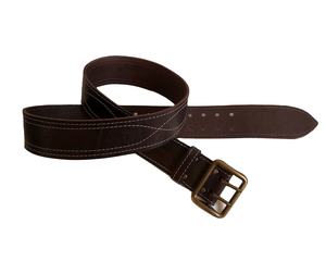 Dark Brown Cowhide Leather <b>Belt</b> with Double Prong Buckle Wide Design - Product Image 2