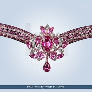 Tiara de Cristal Azul Real de Lujo, Corona de Zafiro en Forma de V, Diadema para Caballo, Cuero Acolchado Personalizado, Brida de Doma Elegante Hecha a Mano - Product Image 6