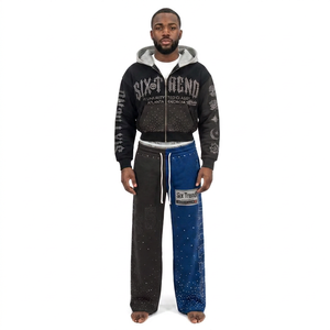 Conjunto Deportivo de Seis Piezas para Mujer, Sudadera con Capucha y Pantalones Deportivos con Estampado de Purpurina Rosa, Cierre de Cremallera Frontal, Estilo Hip Hop, Ropa de Otoño - Product Image 2