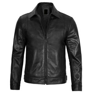 Nouvelle veste noire unie pour homme avec logo personnalisé, coupe slim, en cuir, haute qualité, veste d'hiver, streetwear - Product Image 3