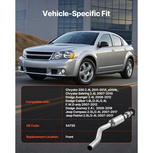 Convertitore Catalitico Compatibile con Chrysler 200 Sebring/Dodge Avenger Caliber Journey/Jeep Compass Patriot 2.4L L4 Anteriore - Product Image 2