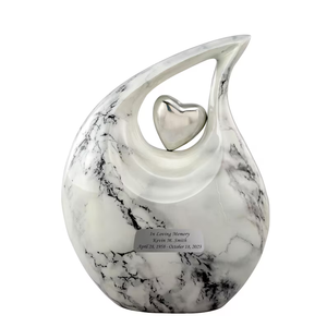 Urna Funeraria en Forma de Lágrima con Acabado de Mármol, Recuerdo Conmemorativo de Metal para Cenizas, Decoración en Forma de Corazón para Adultos, Bebés y Mascotas - Product Image 2