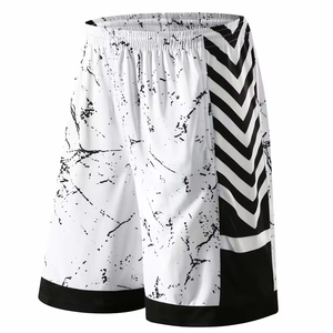 Men's White Black Print Basketball Shorts Elastic Waist Breathable Polyester Summer Sportwear Regular Fit - Product Image 1
