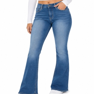Women Flared Denim <b>Jeans</b> Premium Stretch Flared Comfortable Stylish Durable Premium Metal Button And Zipper Closure Wear - Product Image 1