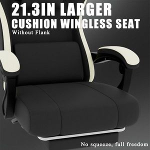 Chaise de jeu ergonomique avec coussin à ressorts ensachés, repose-pieds, soutien lombaire réglable, tissu respirant et durable, chaise d'ordinateur - Product Image 4