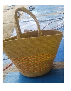 Cesta de yute ecológica tejida con asas, bolsa organizadora multiusos para el hogar, lavandería y pícnic. - Product Image 1