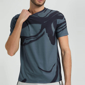 Camiseta de Manga Corta para Hombre, de Secado Rápido, con Estampado Abstracto, Corte Ajustado, Cuello Redondo, Estilo Casual - Product Image 1