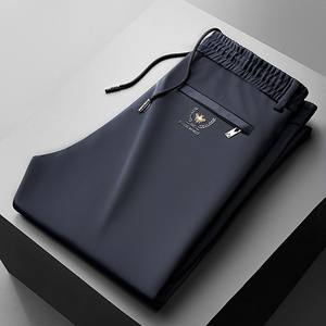 กางเกงผ้าไอซ์ซิลค์สุดเท่สำหรับบุรุษกางเกงวอร์มผ้าบางใส่หน้าร้อนกลางแจ้งแห้งเร็วกางเกงผู้ชายทรงตรงแบบลำลอง-สีเทา3XL ( - Product Image 2