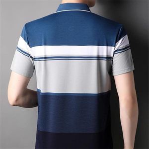 เสื้อโปโลชายแขนสั้นลายทางพรีเมียมเนื้อนุ่ม คุณภาพสูง ผ้าฝ้าย 100% สวมใส่สบาย เหมาะสำหรับออกกำลังกาย - Product Image 1