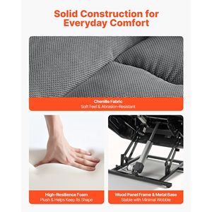 Fauteuil inclinable électrique à double moteur avec fonction de massage et de chauffage, fauteuil inclinable en tissu surdimensionné pour personnes âgées, réglage infini des positions - Product Image 6
