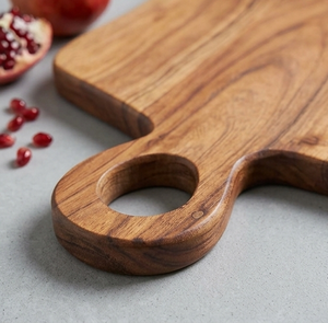 Planche à découper en bois d'acacia avec poignée, plateau de service de cuisine, planche à découper épaisse en bois de bambou, logo personnalisé - Product Image 3