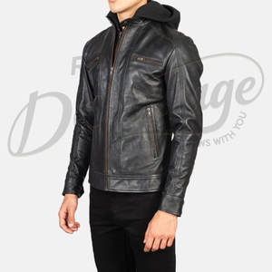 เสื้อแจ็คเก็ตหนังสีดำสำหรับผู้ชาย หนังแกะแท้ ทรงเข้ารูป สำหรับฤดูใบไม้ร่วงและฤดูหนาว สไตล์ลำลองแบบนักแข่ง  สำหรับใส่ขี่มอเตอร์ไซค์ - Product Image 5