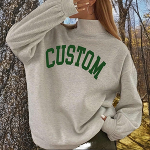 Sudadera Oversize de Cuello Redondo para Mujer, con Estampado de Letras Personalizado, Gris, Tejida, Manga Larga, para Otoño, Transpirable, Mezcla de Algodón - Product Image 6